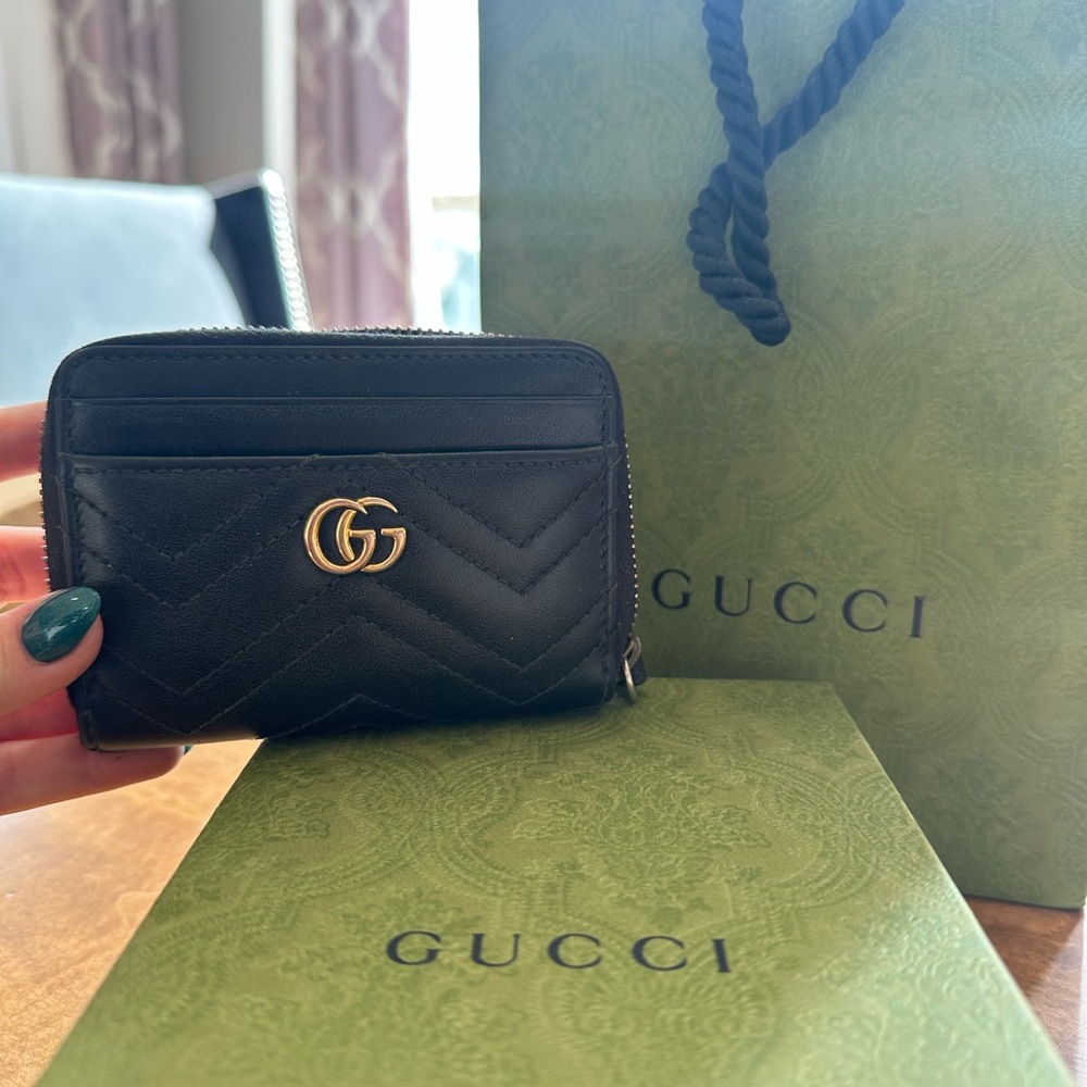 Gucci Matelasse Chevron Leather GG Marmont Wallet